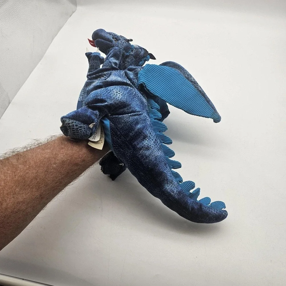 Folkmanis Blue Three Headed Dragon Hand Puppet Plush Stuffed Toy Kids Play 16